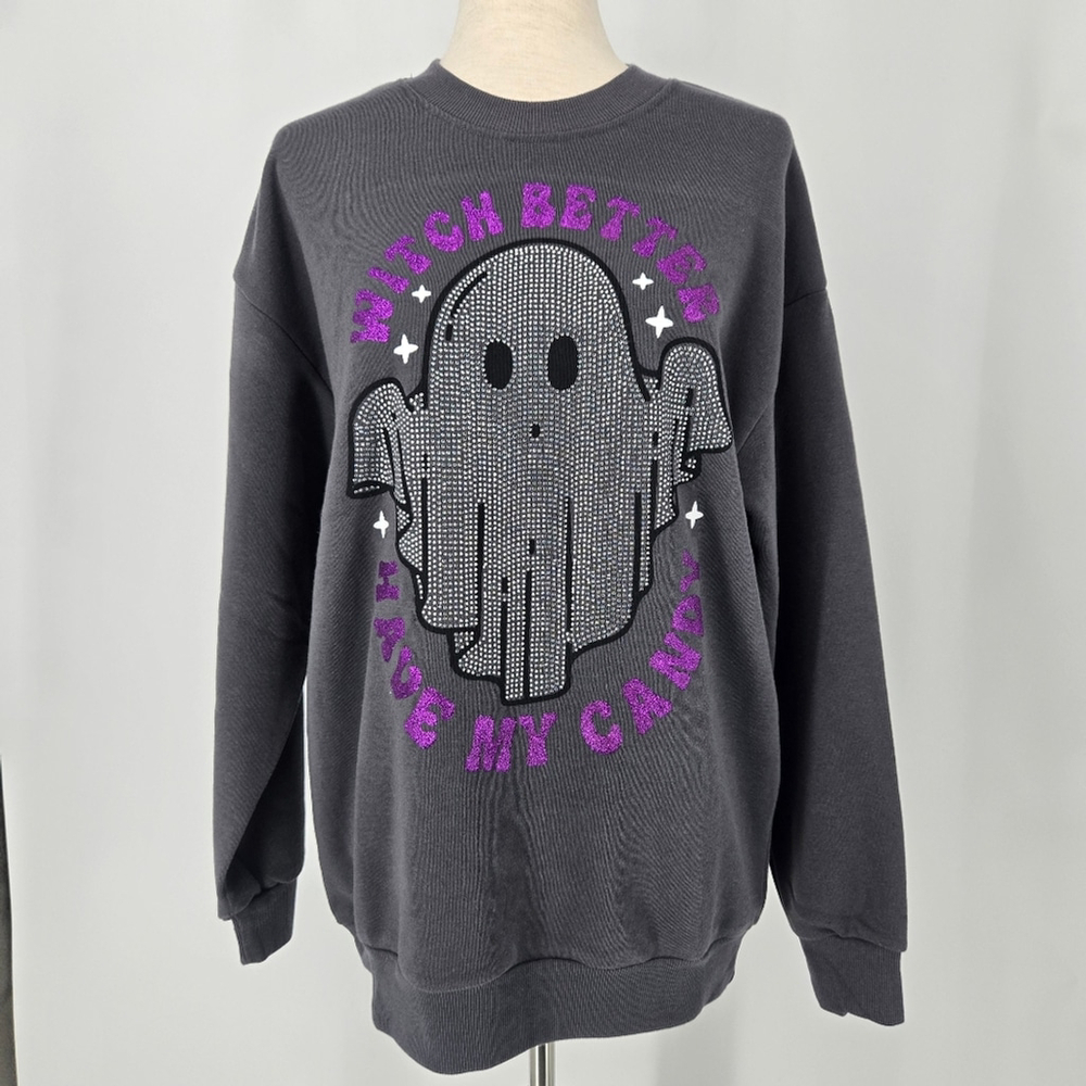 Halloween Ghost Sweatshirt Witch Better Have My Candy Better/Together Small NWT